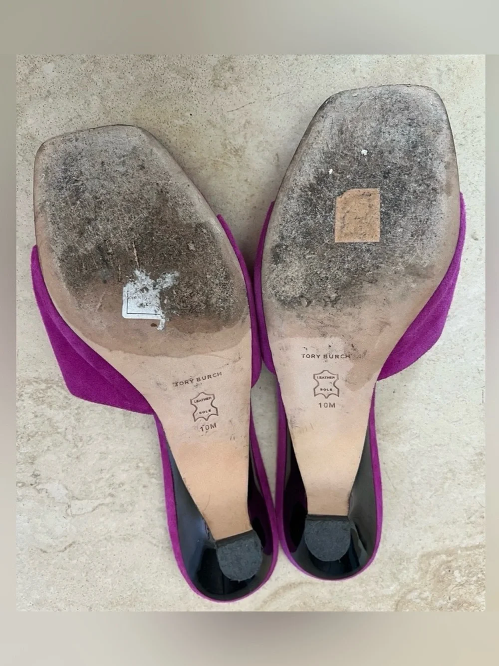 Tory Burch Fuchsia Suede Slide Sandals with Crystal logo - Picture 4 of 4